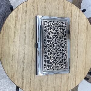 Business Card Case Holder BRIGHTON Silver Plated Metal Art Deco Style GENUINE